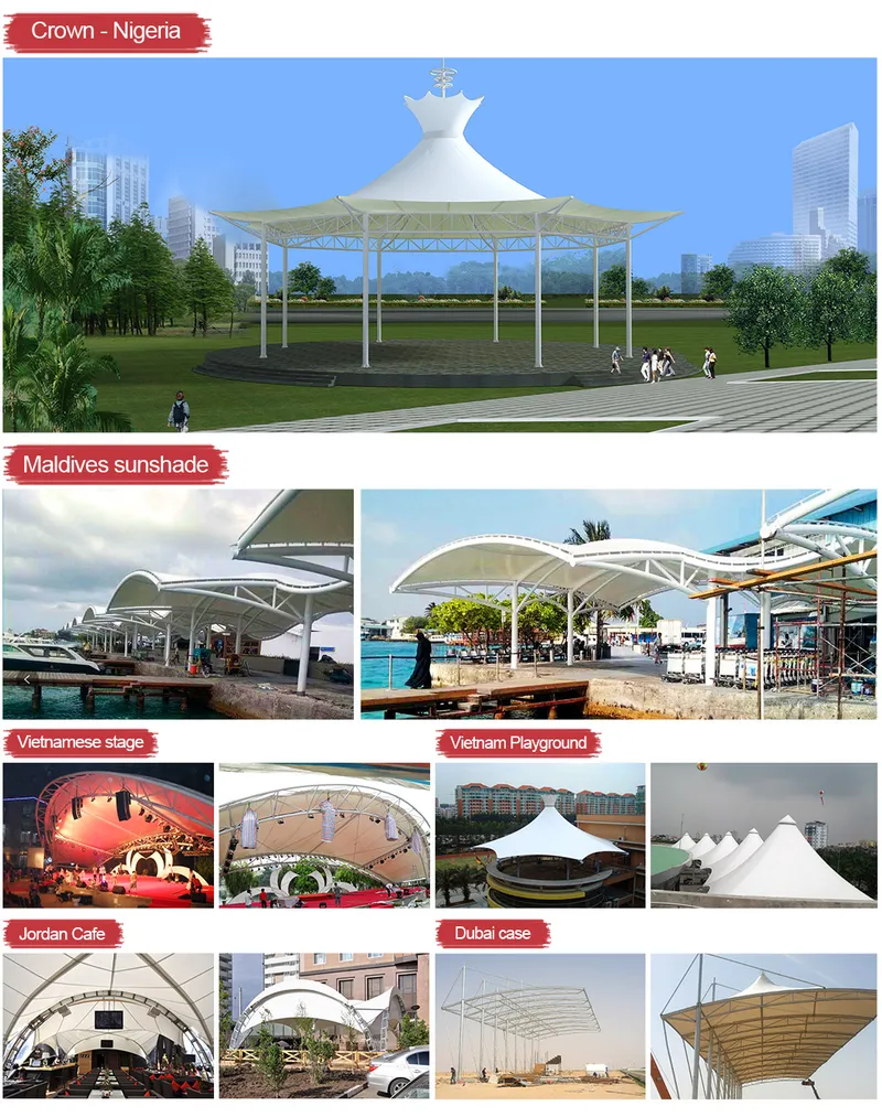 PVDF Pfte Conical Tensile Tensile Fabric Shed Structure Fabritecstructures