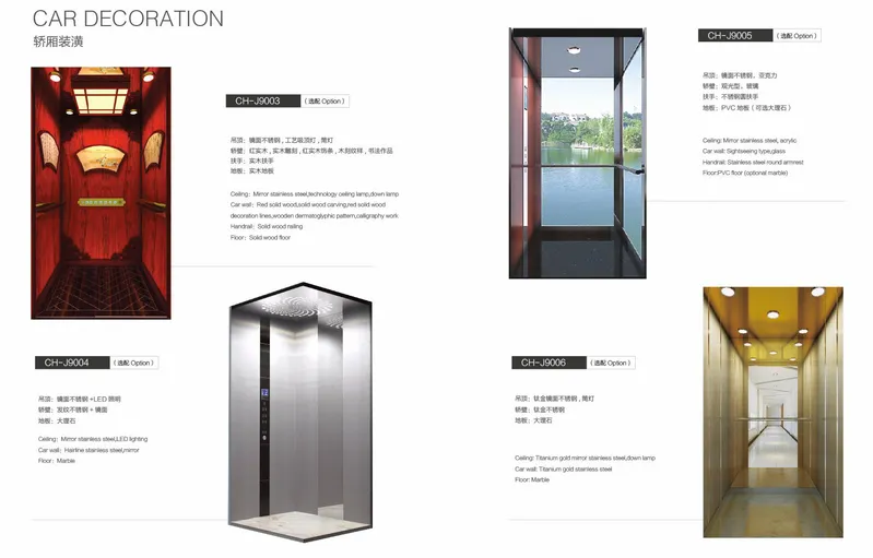 Mirror Etching Stainless Steel 1500kg Passenger Lift for Modern Building