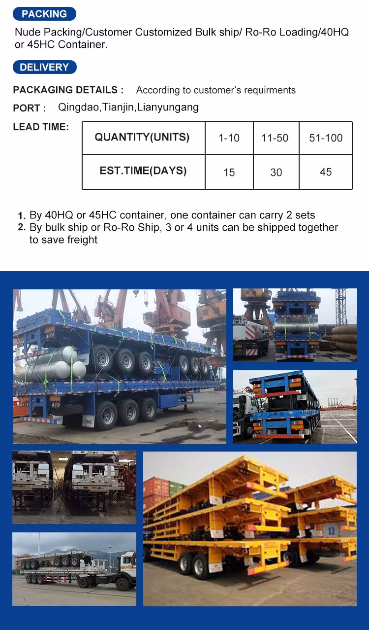 Flat Bed Container 3 Axles 60ton Flatbed Semi Trailer
