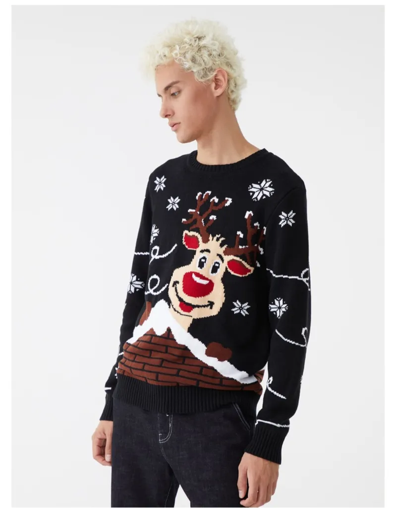 Fyb Custom Christmas Winter New Styles Cartoon Reindeer Jacquard Winter Clothes Pullover Sweater