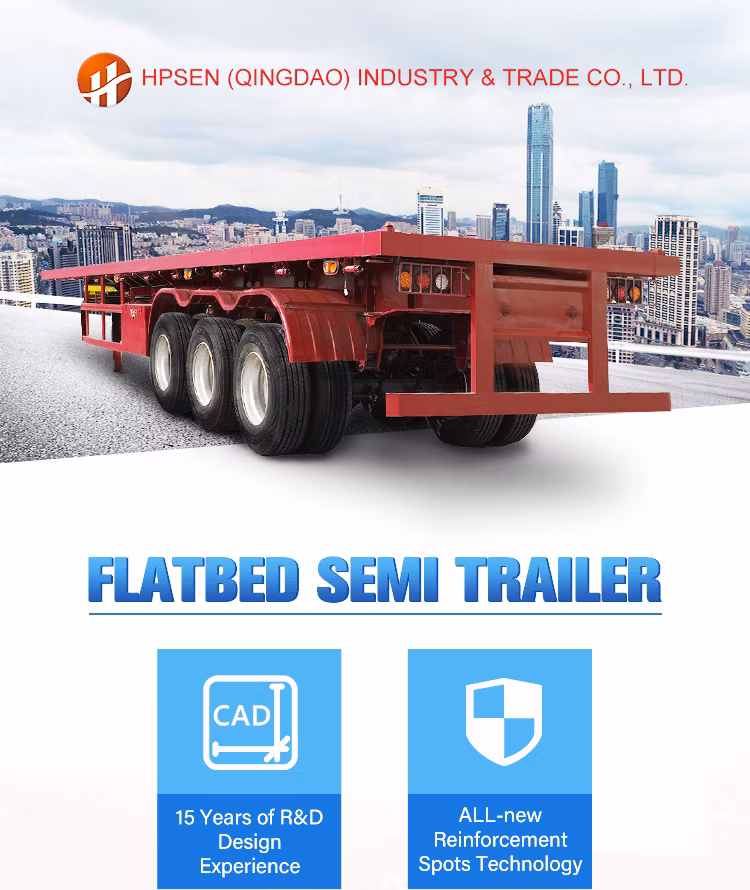 Flat Bed Container 3 Axles 60ton Flatbed Semi Trailer