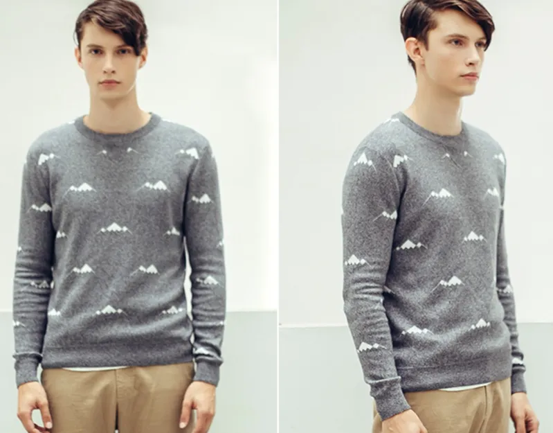 Winter Round Neck Jacquard Knitting Sweater Men Jumper