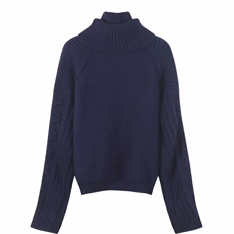 Women's Sweaters Wool Blended Cable knitted Turtleneck Pullover