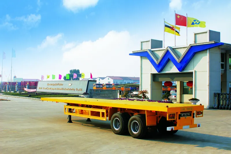 Huawin 2 Axles Heavy Loading Flatbed Flat Bed Semi Trailer