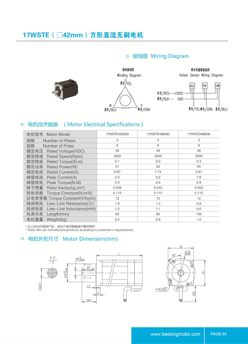 17WSTE489030 NEMA17 Brushless Motor for Textile Machine