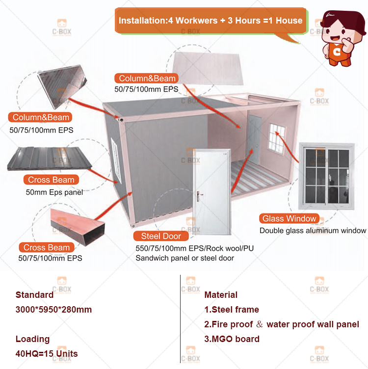 20FT Detachable Container House for Site Office/Dormitory/Temporary Building/ Prefab House