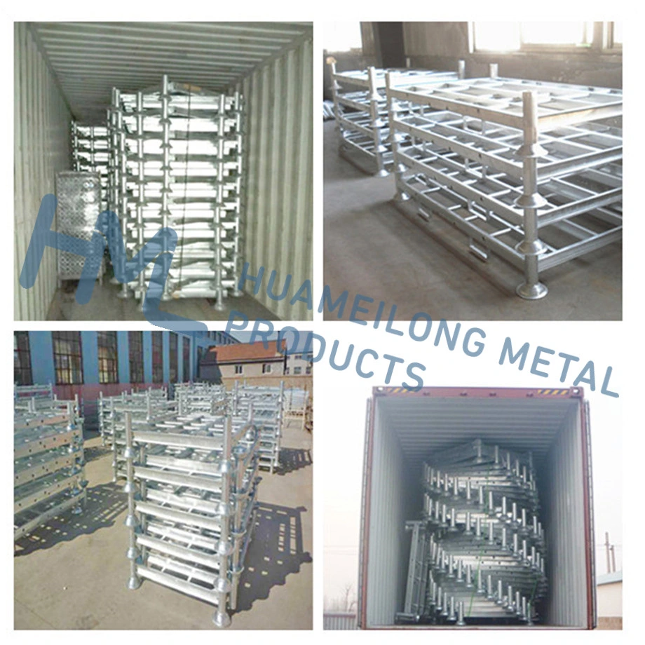 4 Way Stacking Portable Warehouse Transport Cold Storage Metal Steel Pallet Converter Rack
