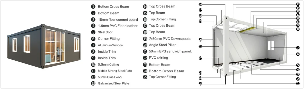 Light Steel Prefabricated/Prefab/Portable Building House/3 Bedroom Container House