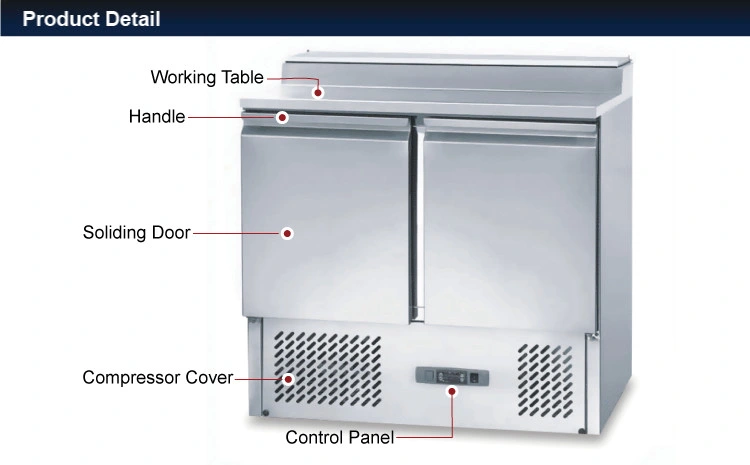 Best Selling 2 Doors Stainless Steel Salad Work Table