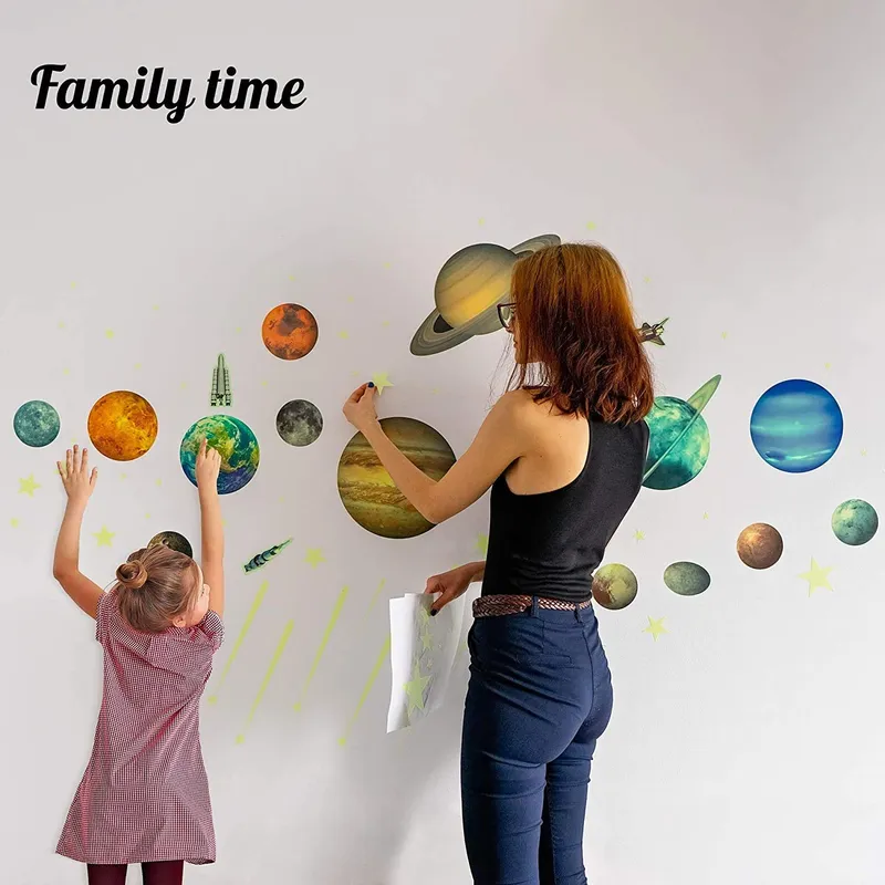 Glowing Planets Wall Decals Peel Stick Art Decor Sticker