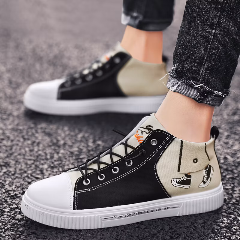 Manufacturer Custom Black Blank High Top White Casual Canvas Shoes