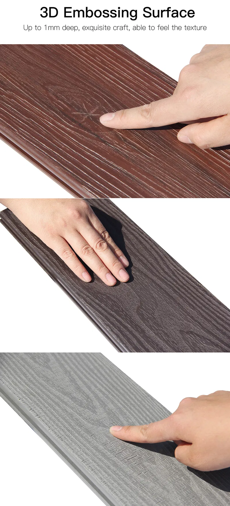 Art Color 3D Deep Embossing WPC Decking Floor