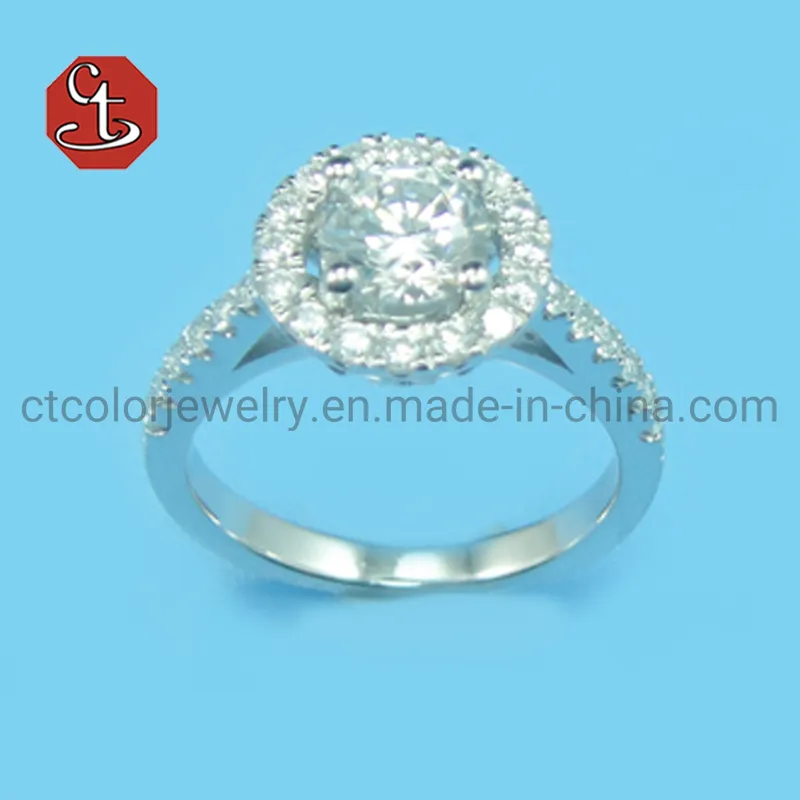 Simple Synthetic Daimond Rings Romantic Wedding Proposal  Silver Jewelry