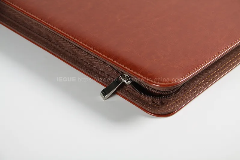 High Quality PU Leather Manager File Folders with Zipper