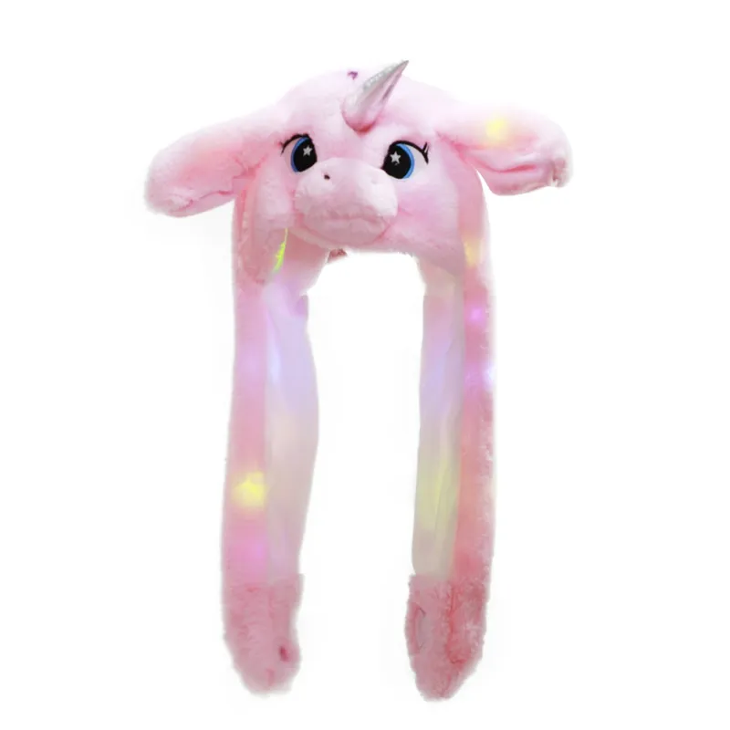 Custom Novelty Cute Rabbit Ear Unicorn Shape Hat Can Move Airbag Magnet Light Unicorn Hat