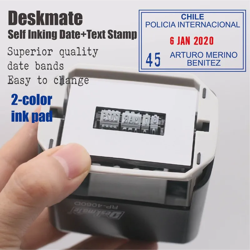 Deskmate Self Inking Dater 2-Color Stamps for Bank Stamps Customs Stamps