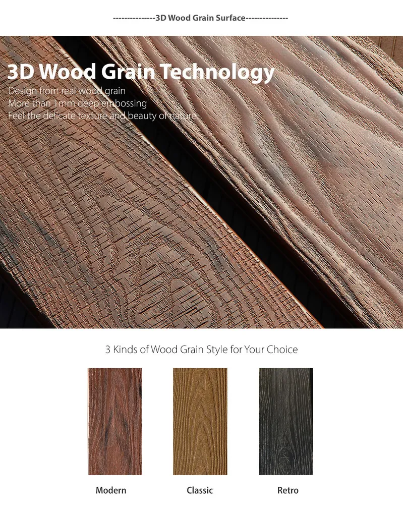 3D Deep Embossing Art Composite Wood Deck Replacement Alternatives Decking