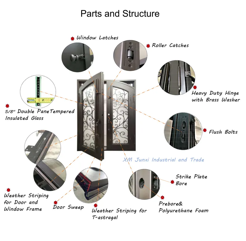 Arts and Crafts Wrought Iron Entrance Door for House