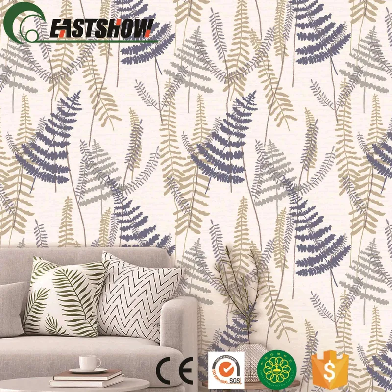 Decorative PVC Wallpaper with Art Leaf Pattern for Decoration