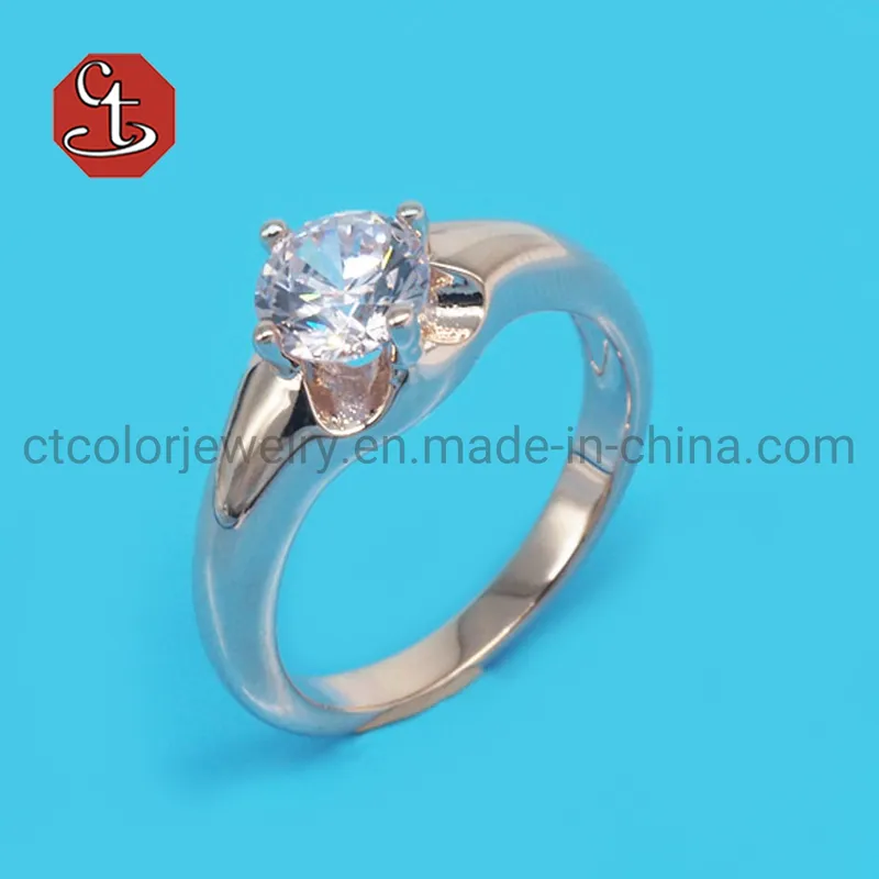 Simple Synthetic Daimond Rings Romantic Wedding Proposal  Silver Jewelry