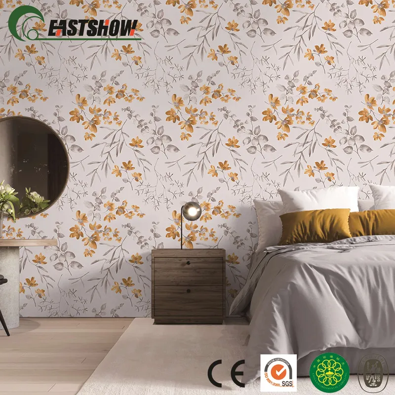 Beautiful Flower Pattern PVC Wall Paper for Wallcovering
