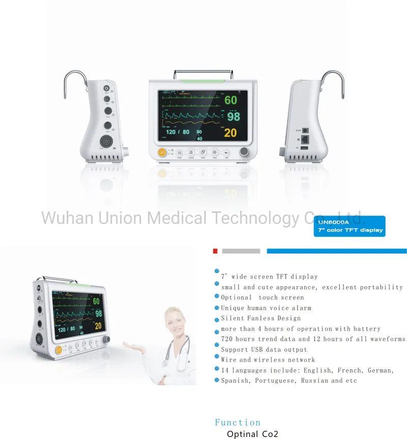 Un8000A Easy and Simple Operation Patient Monitor with 14 Languages