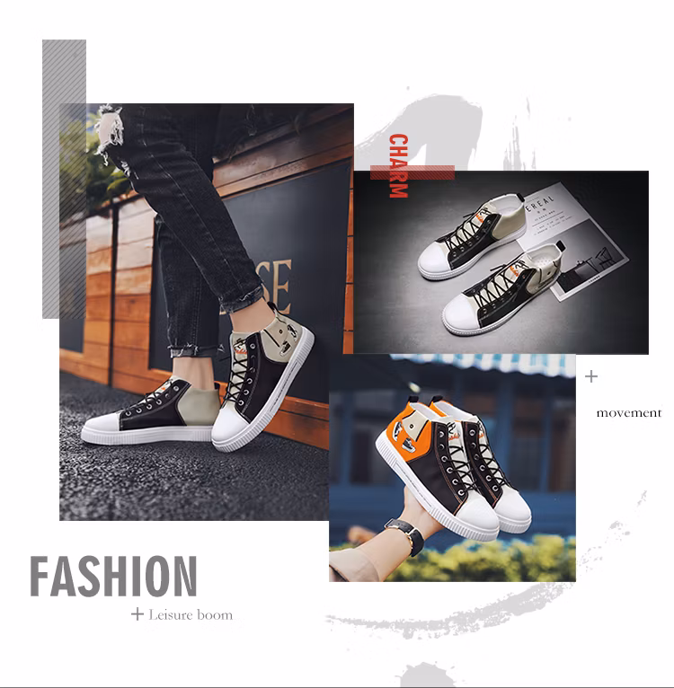 Manufacturer Custom Black Blank High Top White Casual Canvas Shoes