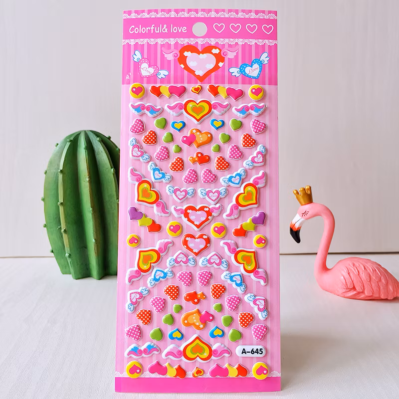 Customized Fashion 3D Puffy Stickers Cartoon 3D Foam Sticker