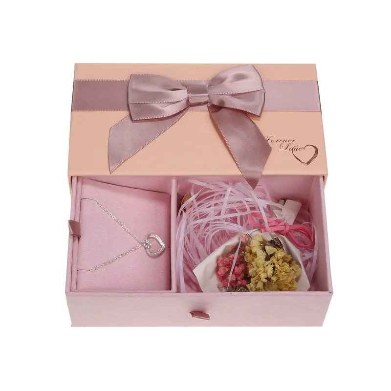 Paper Flowers Cardboard Necklace Jewelry Gift Boxes with Drawer