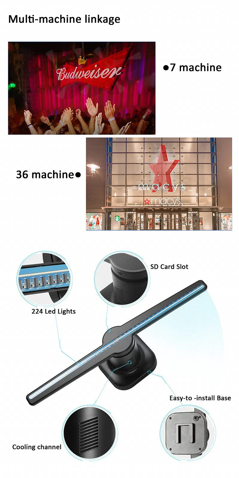 Biling 3D Hologram Display 3D Floating Hologram Projector 3D Hologram Fan 3D Hologram Display