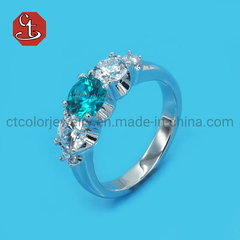 Simple Synthetic Daimond Rings Romantic Wedding Proposal  Silver Jewelry