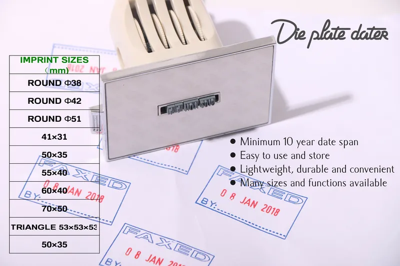 Die-Plate Date Stamp for Custom Office Stamps Bank Stamps