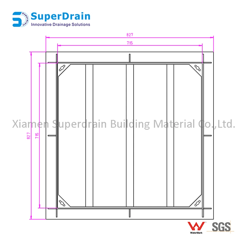 Stainless Steel Tile Insert Manhole Cover Invisible Suqare Drain for Outside Use