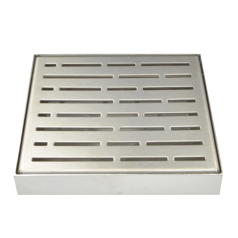 6 Inch Brushed Nickel Broken Lanes Square Drain Floor Drain