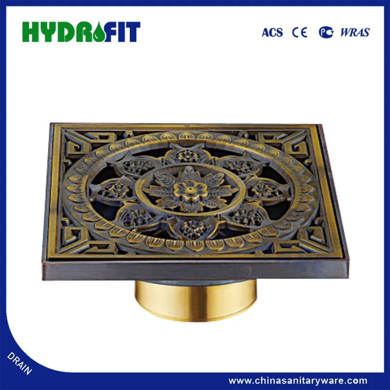 Antique Square Bronze Color Chromed Zinc Alloy Floor Drain (FD3122)