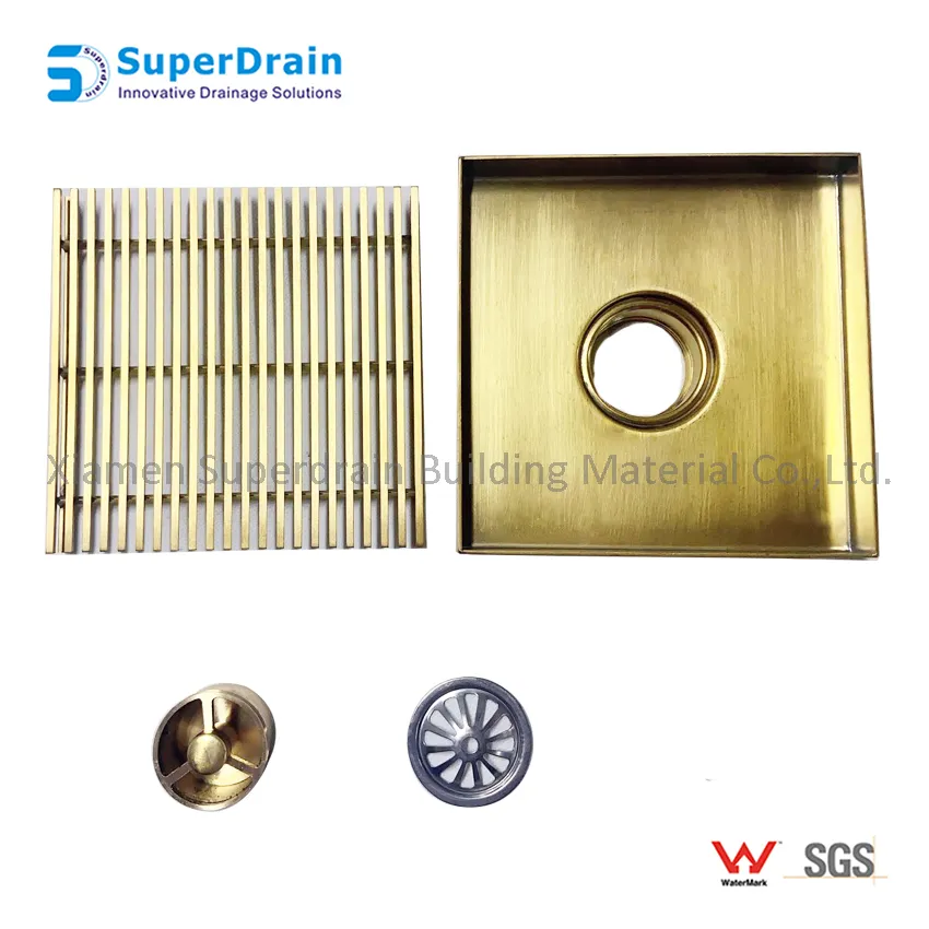 Multipurpose 6 Inch Satin Gold Finish Floor Drain Anti Odor