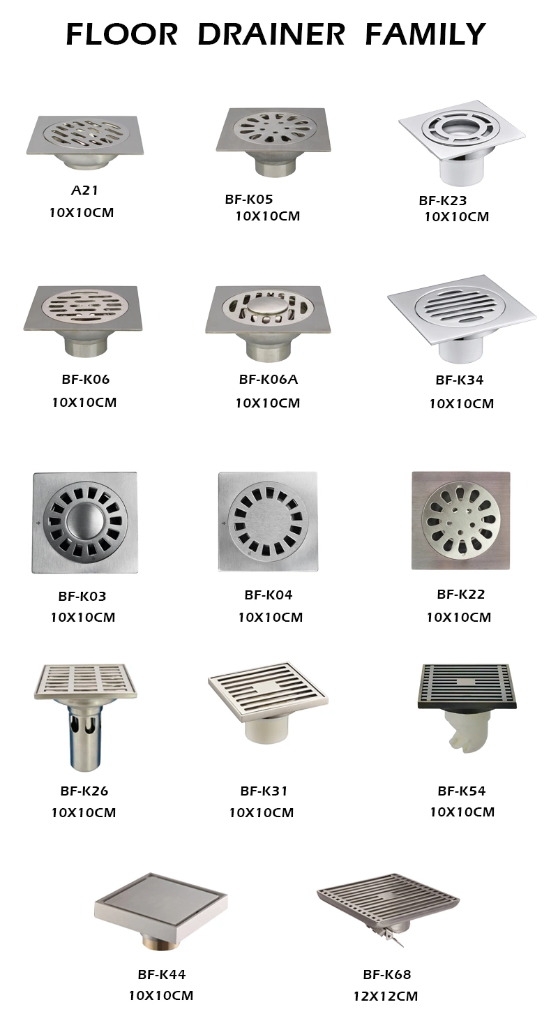 10X10cm SS304 Floor Drain for Bathroom & Kitchen (BF-K06)