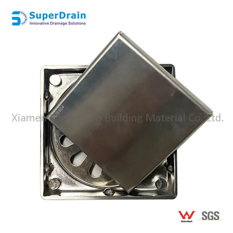 China Satin Finish SUS 304 Rectangular Hidden Floor Drain