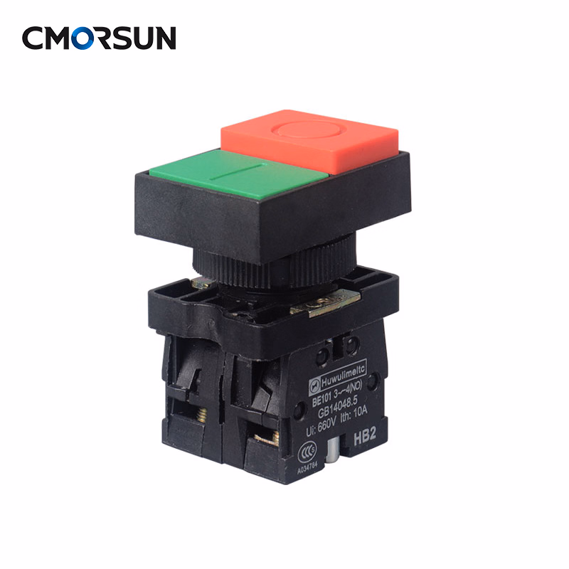Cmorsun 22mm Plastic Type Push Button Switch Double Head with LED 220V