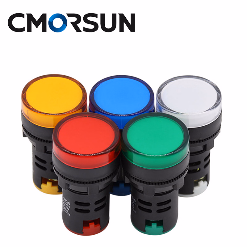 Cmorsun 22mm Plastic Type Push Button Switch Double Head with LED 220V