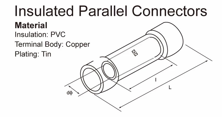 Insulated Cable Short Tube Butt Parallel Tube Connectors