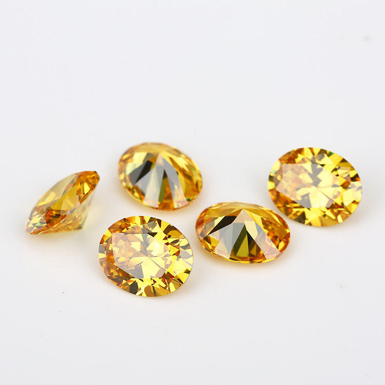 Best Quality Gloden Yellow Colored Oval Shaped Cubic Zirconia Stone