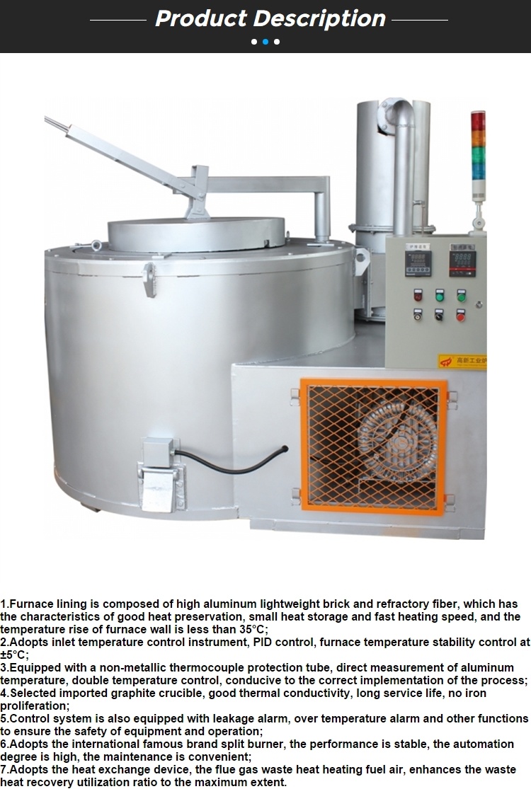 100kg Gas Crucible Melting Furnace for Aluminum Die Casting Machine
