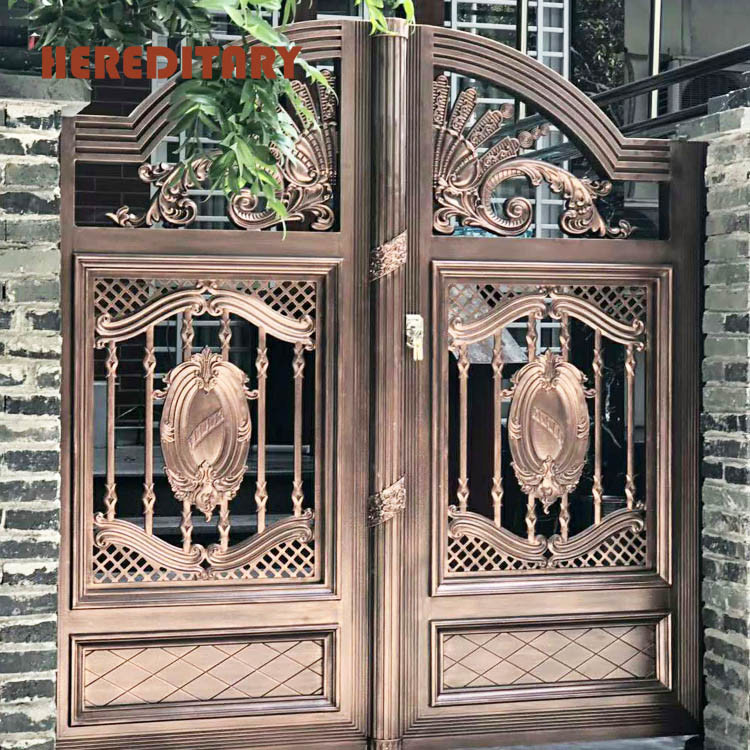 Villa European Small Gate Front Door Bronze Manual Sliding Aluminum Gate