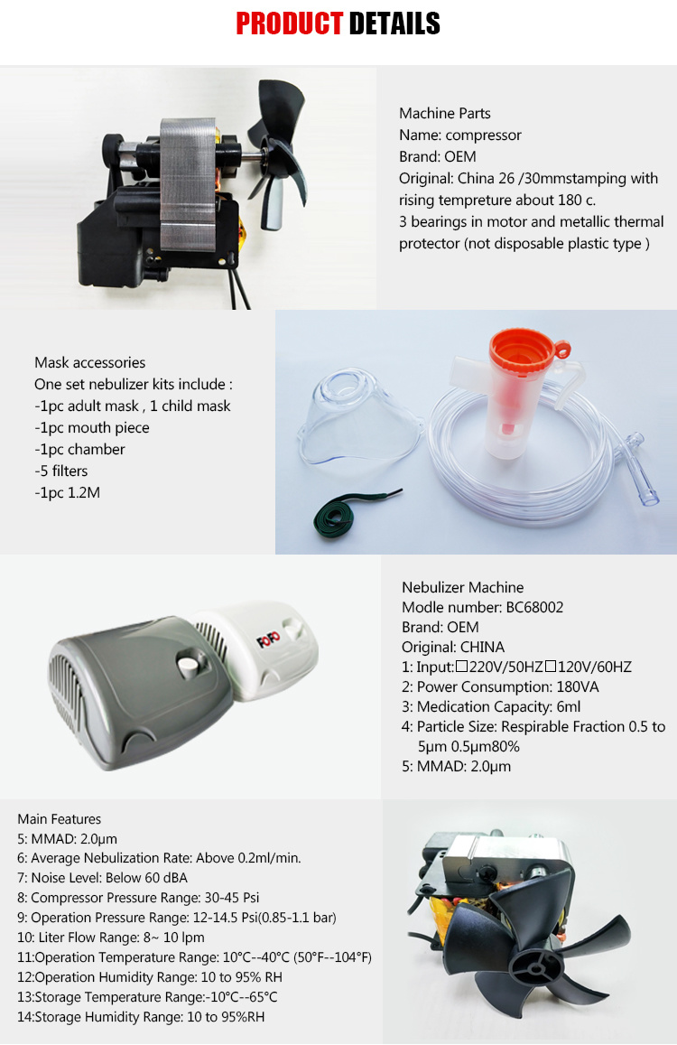 Atomizer Asthma Compressed Nebulizer Machine Equipment with Mask Mouthpiece