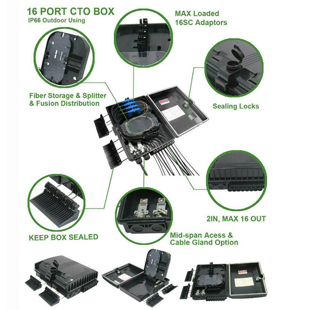 16 Ports Fiber Optic Distribution Box Network Access Terminal Box