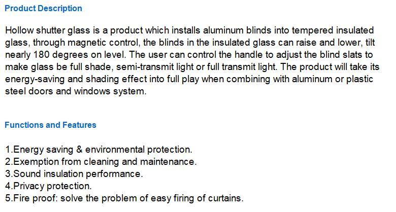 Magnetic Control Thermal Insulation Insulated Glass