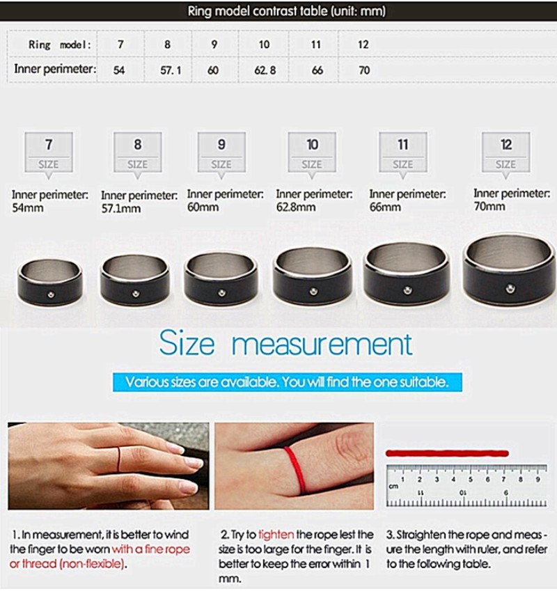 13.56MHz Ntag213 Ceramic NFC Ring Smart Bracelet Ring for Smart Phone