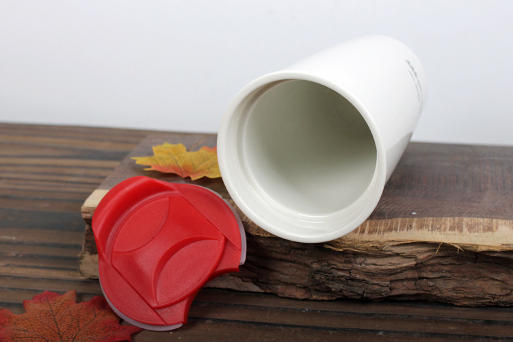 12oz 350ml Double Wall Porcelain Ceramic Mug with Slip Lid