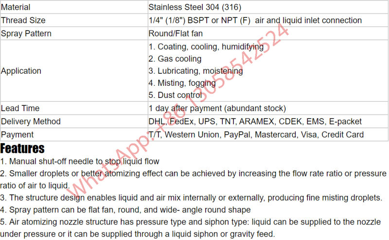 Ys Air Atomization Spraying Nozzle Anti-Drip Fog Nozzle